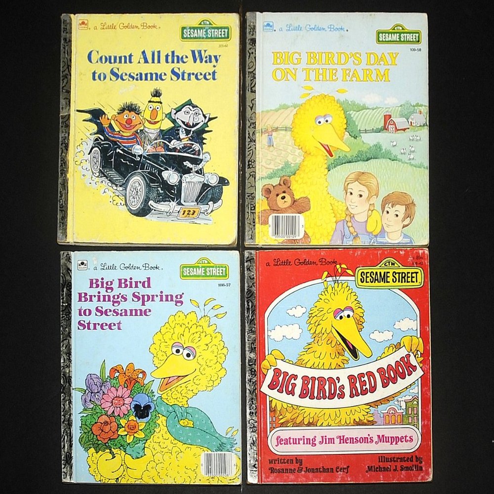 Vintage Little Golden Books Lot of 4 Sesame Street BIG BIRD Stories 70's-80's